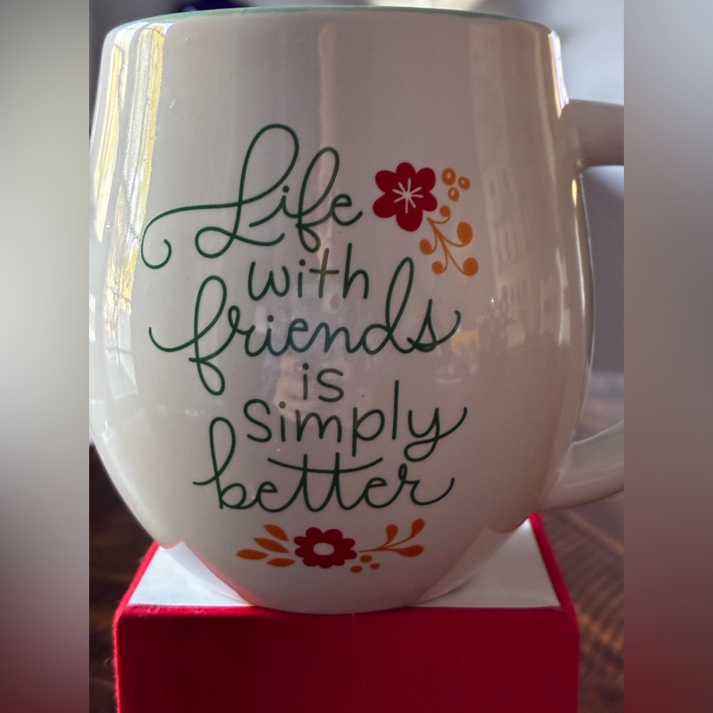 Hallmark White Mug with Red and Orange Floral Design